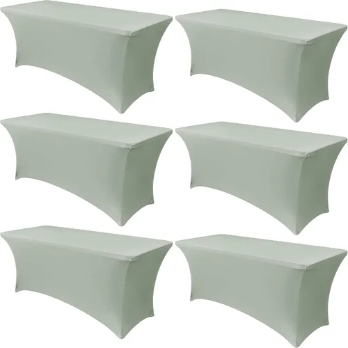 Vista 26 de Obstal Paquete de 6 Fundas de Mesa Elásticas de Spandex para Mesas de 6 Pies - Mantel Rectangular Universal Ajustado de 6 Pies Protector para Bodas