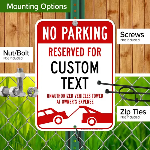 Vista 5 de Letrero personalizado de no estacionamiento, letreros de estacionamiento reservados personalizados para negocios, 10 x 14 pulgadas, metal