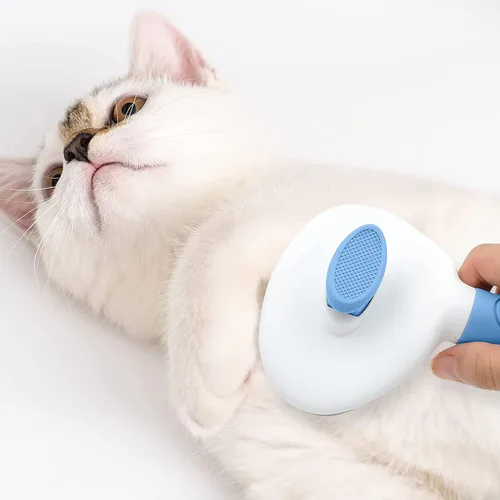 Vista 6 de Cepillo Deslizante de Autolimpieza, Cepillos para Gatos de Interior con Peine de Metal, Cepillos de Pelo para Perros y Gatos para Mudanza de Pelo