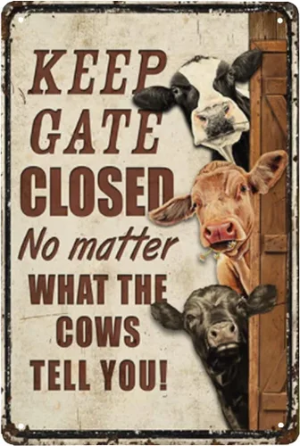 Vista 5 de Letrero de metal con texto en inglés "Keep Gate Closed" de Alpaca Farm Keep Gate Closed, divertido letrero de precaución de metal para valla