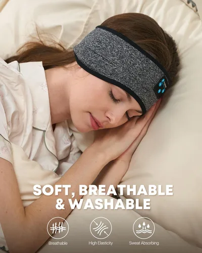Vista 6 de Audífonos para Dormir con Diadema Bluetooth, Audífonos para Dormir con Diadema Deportiva, Audífonos para Dormir de Larga Duración con Altavoces
