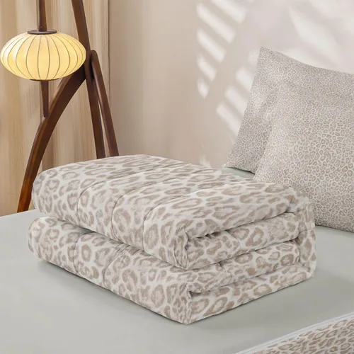 Vista 6 de Feelyou Juego de edredón con cremallera de leopardo tamaño individual Juegos de cama con cremallera y estampado animal para decoración de Marrón