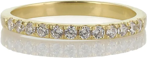 Vista 3 de CZ Gold Filled Ring - 14k Gold Vermeil with 8 Paved CZ - Dainty 2mm Band - Ideal Stackable Ring - Perfect for Women's Elegant