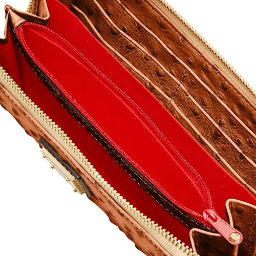Vista 3 de Dooney Bourke Ostrich - Cartera grande con cremallera alrededor de la muñeca