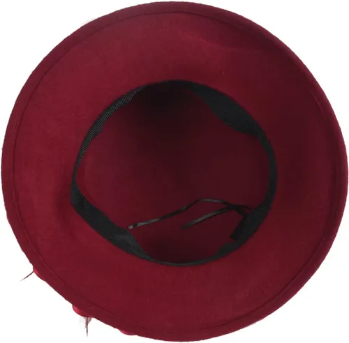 Vista 3 de VECRY Sombrero de lana para mujer, sombrero de fieltro plumy, sombrero de invierno