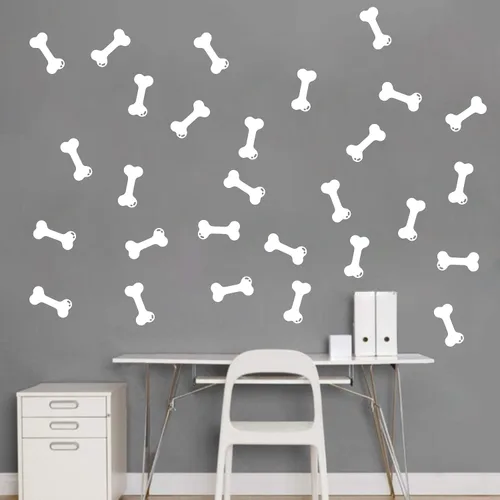 Vista 9 de Juego de 40 calcomanías de pared de huesos para decoración del espacio de perrito, calcomanías de pared de hueso de perro, casa de cachorro, hogar