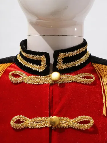 Vista 6 de ACSUSS Disfraz de maestra de ceremonias de circo para niñas y niñas, disfraz de banda de marcha, uniforme, borlas, chaqueta