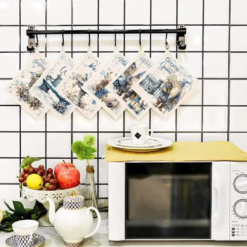 Vista 5 de Paños de cocina suecos reutilizables, absorbentes, toallas de mano para cocina, paños de limpieza de secado rápido, paño de esponja de celulosa Azul