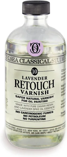 Vista 7 de Chelsea Classical Studio Barniz de retoque de lavanda, utilizado para la protección de obras de arte al óleo y transpirabilidad, botella de 2 onzas