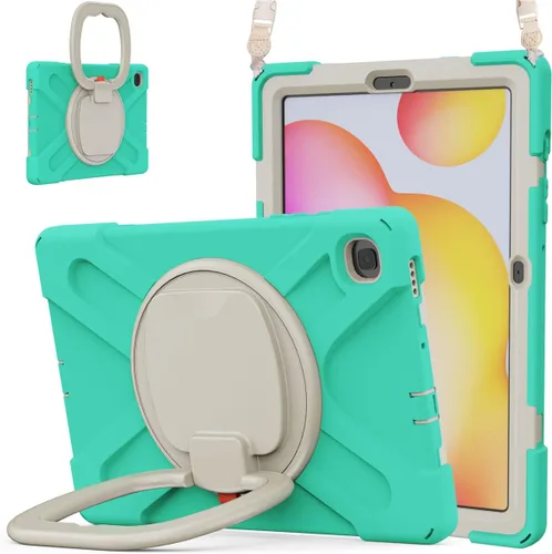 Vista 64 de 360 Rotation Case for Galaxy Tab ActivePro/Tab Active4 Pro/Active 5 Pro 10.1" Sturdy Cover Rotate Ring Stand Shoulder Carrying Strap Hand Strap