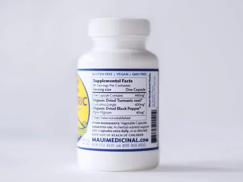 Vista 3 de Cúrcuma y pimienta negra 90 cápsulas vegetarianas - 440mg por cápsula
