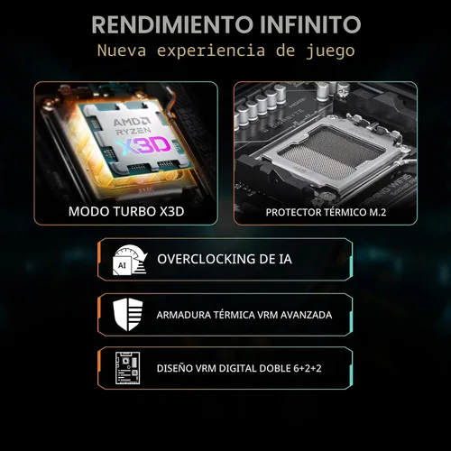 Vista 4 de Micro Center AMD Ryzen 7 7700X Procesador de CPU con placa base GIGABYTE B850 Gaming WIFI6 (ATX, DDR5, 3X M.2, PCIe 5.0, USB-C, WIFI6)