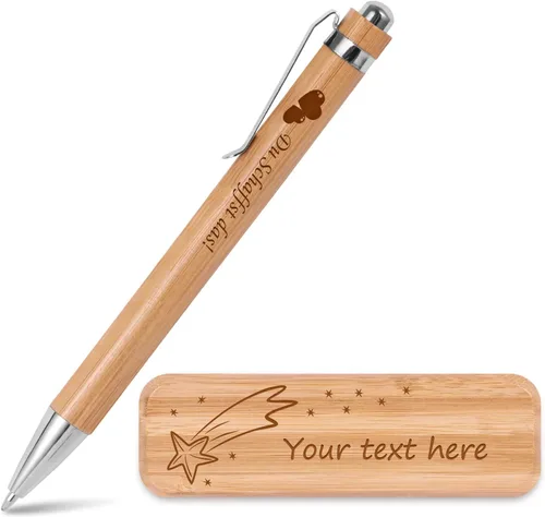 Vista 9 de Juego de regalo de bolígrafo de madera de lujo grabado personalizado con estuche de negocios, bonito bolígrafo de escritura con caja y repuestos