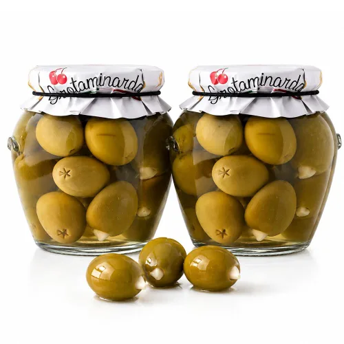 Vista 9 de Grotaminarda Aceitunas Gordal rellenas de ajo Aceituna Rellena de Ajo 20oz/580grs (20 oz 1-Pack)