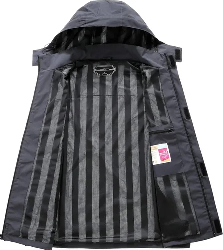 Vista 3 de Chaqueta impermeable ligera para hombre con capucha, para el aire libre, senderismo, viajes