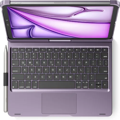 Vista 29 de edaiser Funda de teclado giratoria para Apple iPad mini 6ª 7ª generación a17 Pro, teclado Bluetooth compacto con trackpad retroiluminado RGB