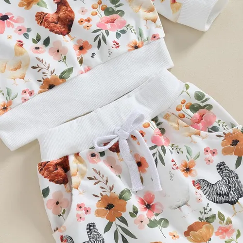 Vista 6 de Kaipiclos Ropa de otoño e invierno para bebé niña, sudadera con estampado floral, camisa de manga larga, pantalones, ropa