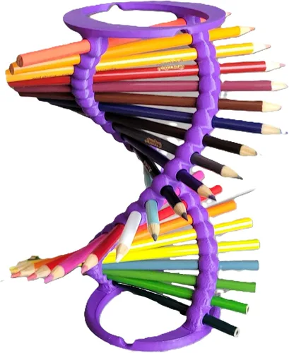 Vista 14 de Znet3D DNA Helix Portalápices – Innovador organizador de escritorio – 9 pulgadas de alto – Capacidad para 23 lápices – Diseño liso de borde redondo