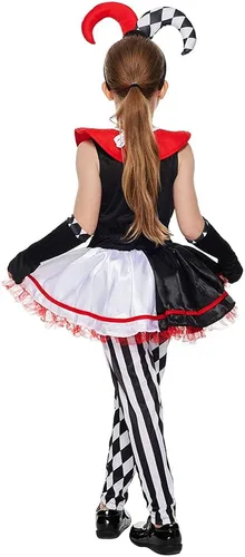 Vista 4 de EraSpooky Disfraz de payaso asesino para niñas, disfraz de Halloween para niños