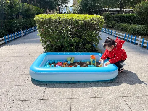 Vista 6 de Piscina inflable para niños, piscinas de plástico al aire libre, gran piscina sensorial de arena y agua para niños pequeños, piscina pequeña