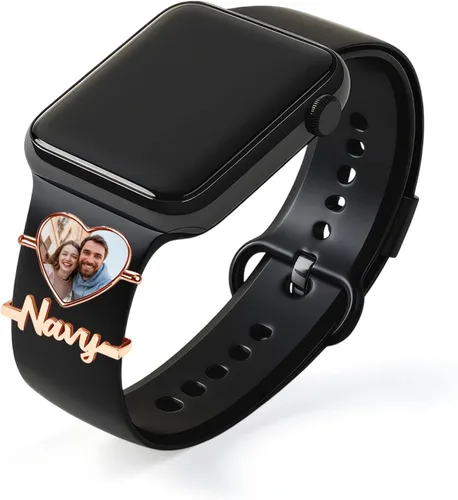 Vista 10 de ubmpj Dijes de banda de reloj personalizados para reloj inteligente, cerraduras de banda mágica personalizadas con nombre y foto para mujeres