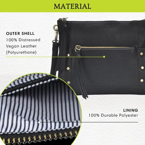 Vista 5 de Antik Kraft The Savannah Crossbody Bolso de hombro Bolso de hombro de cuero vegano con correa cruzada extraíble 11 x 1.5 x 8.5 pulgadas