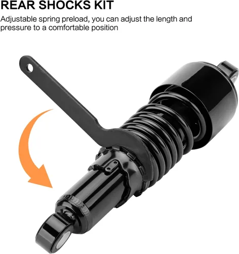 Vista 4 de Amortiguadores traseros para motocicleta de 10.5 pulgadas/10.512 in, kit de suspensión trasera negra, repuesto para Harley Sportster Iron XL 883