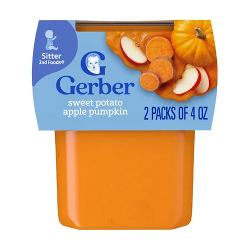 Vista 15 de Gerber Baby Food 2nd Foods Blends, Puré de Zanahoria Batata y Guisante, Poder Vegetal, Natural y Sin OGM, Tubos de 4 Onzas, Paquete de 2
