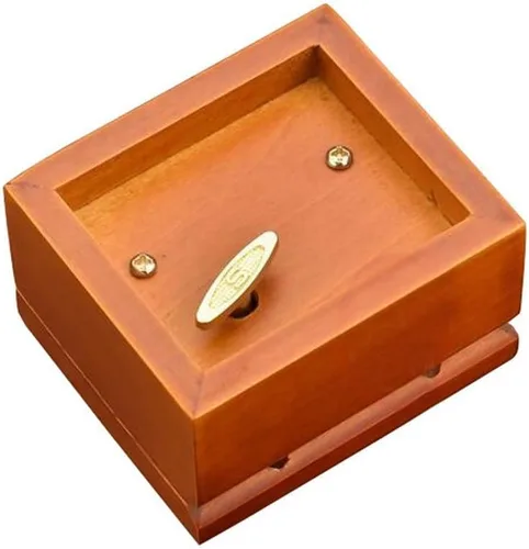 Vista 4 de Caja de música de madera enrollada con movimiento chapado en oro, increíble gracia, marrón