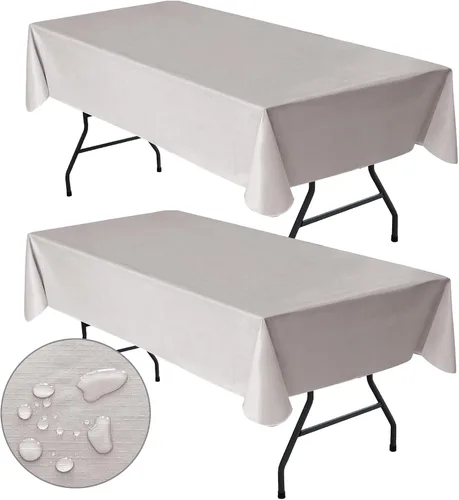 Vista 12 de Nasitos Paquete de 2 Manteles de Vinilo Cuadrado 54x54 Pulgadas - Beige, Manteles de Mesa de Cartón Impermeables y Resistente al Aceite, Manteles