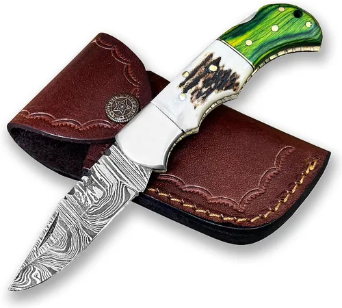 Vista 18 de Cuchillo plegable de bolsillo de acero de Damasco personalizado, regalo personalizado para marido, papá, novio, regalos de padrinos de boda, regalos