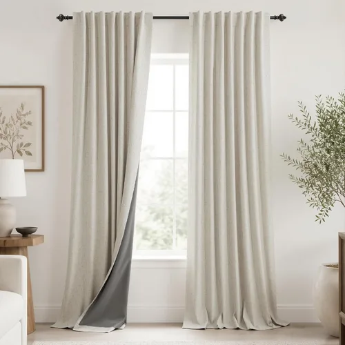 Vista 60 de KOUFALL - Cortinas de medio estilo francés de lino para ventana, juego de 2 cortinas cortas de 40 pulgadas de longitud, para privacidad, cortinas