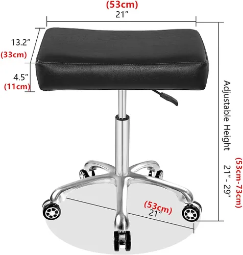 Vista 7 de Antlu Taburete giratorio ajustable para masaje oficina tatuaje cocina, trabajo pesado taburete hidráulico con ruedas (negro)