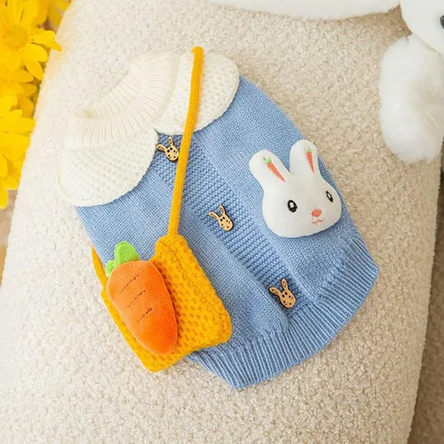 Vista 4 de Suéter cálido para mascotas, vestido para perros, suéter para perros, vestido para perros para el invierno, lindo abrigo para perros pequeños