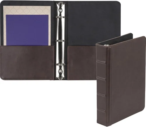 Vista 12 de Samsill Carpeta de cuero vintage con 3 anillos redondos de 0.5 pulgadas (100 hojas), documentos de 8.5 x 11 pulgadas, organizador profesional, Negro