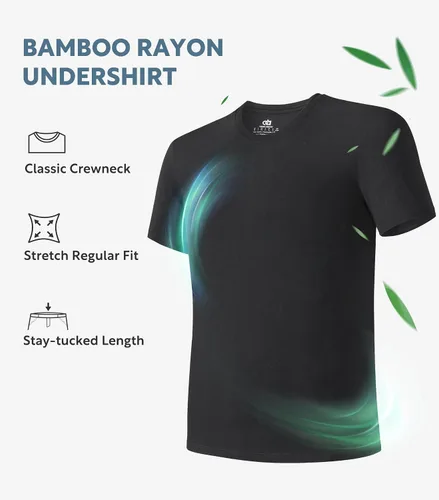 Vista 4 de DAVID ARCHY Camiseta interior de rayón de bambú para hombre que absorbe la humedad, cuello redondo, camisetas elásticas para hombres, paquete de 3