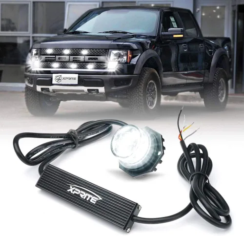 Vista 15 de Xprite - Juego de luces led estroboscópicas ocultas ámbar con 14 patrones de flash, luces estroboscópicas de parrilla para camiones, montaje