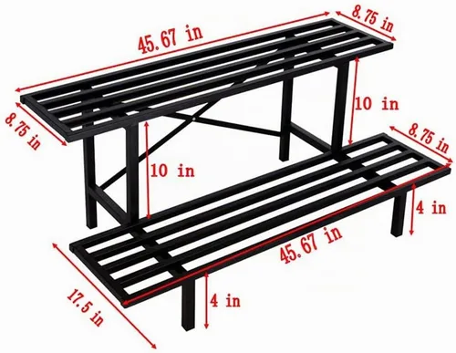 Vista 3 de Zhongma Soporte para plantas de metal resistente de 2 niveles