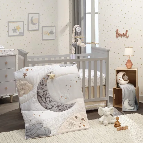 Vista 6 de Lambs & Ivy Goodnight Luna y Estrella Peluche Peluche - Crema/Gris