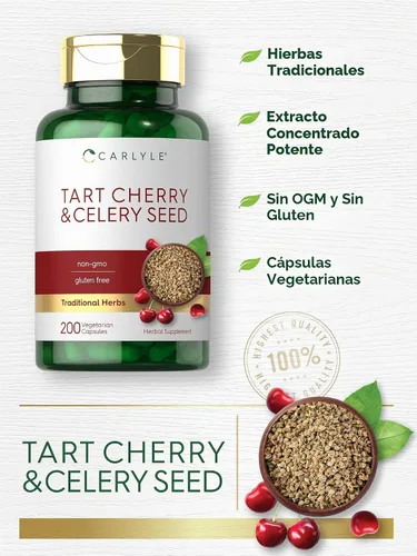 Vista 4 de Carlyle Tarta Cereza y Apio Suplemento de Semillas 200 Cápsulas
