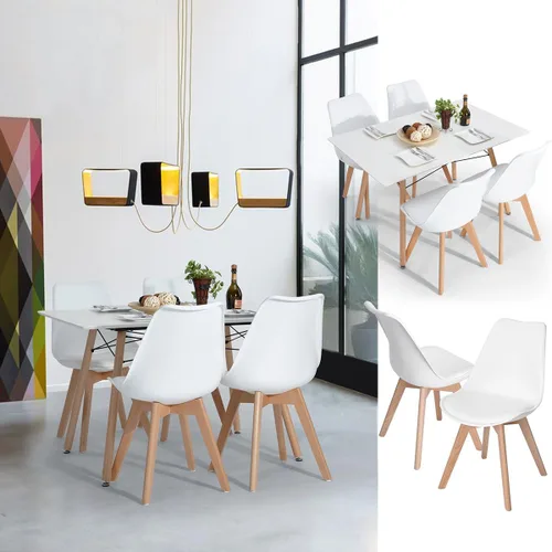 Vista 6 de Homy Casa Juego de sillas de comedor modernas de mediados de siglo, sillas de cocina con cojín de piel sintética suave y patas de madera, sillas