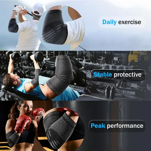 Vista 6 de POWERLIX - Codera de compresión para el codo - Manga de compresión para tendinitis, codo de tenista y tratamiento para el codo de golfista
