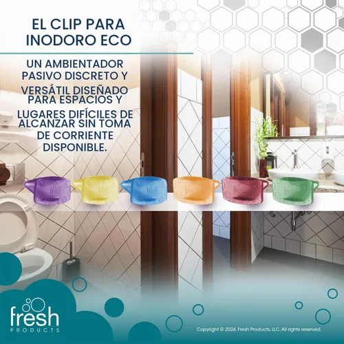 Vista 3 de Fresh Products clip ecológico para taza de baño 2.0 - ambientador para inodoro – paquete de muestra (8 aromas)