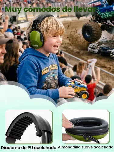 Vista 2 de Orejeras con cancelación de ruido del Dr.meter: auriculares con cancelación de ruido SNR27.4 con diadema ajustable, orejeras con protección auditiva