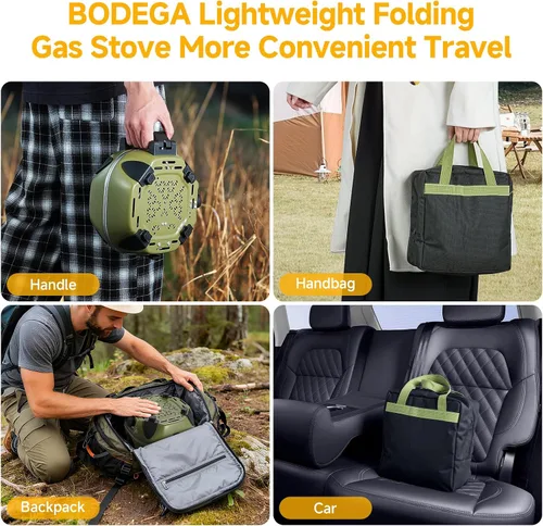 Vista 5 de BODEGA Estufa de Campamento de 2 Quemadores, Estufa de Campamento de Propano Plegable de 20000 BTU con Quemadores Ajustables, Estufas de Gas Dobles