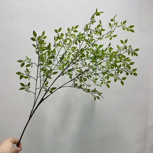Vista 8 de Nandina - 3 piezas de hojas artificiales de plantas artificiales de 41.7 pulgadas, tallos de vegetación artificial, ramas de arbustos verdes