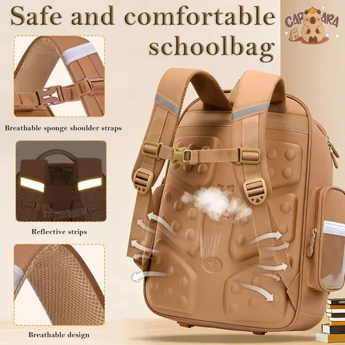 Vista 5 de Mochila Capybara impermeable, bolsa capybara Kawaii de gran capacidad con accesorios de 31 piezas, Azul