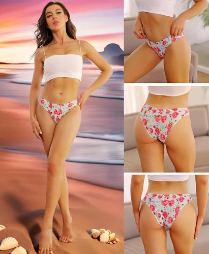 Vista 3 de Kingfung Bragas sin costuras para mujer, suaves, elásticas, invisibles, invisibles, ropa interior hipster