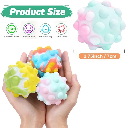 Vista 2 de Regalos para niños, 4 paquetes de juguetes para ansiedad de bola de reventar burbujas 3D, juguete sensorial, regalo para aliviar el estrés, juego