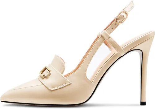 Vista 2 de NobleOnly Zapatos de tacón alto con punta puntiaguda y hebilla para mujer, zapatos de vestir casuales para oficina, zapatos de vestir de 3.9 pulgadas